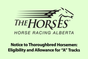 Notice to Thoroughbred Horsemen: Eligibility and Allowance for "A" Tracks