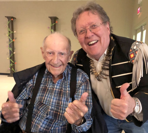 Cecil Wiest - a long-time horseman at RMTC - with Max Gibb. Sadly, Cecil passed away June 6th at the age of 91.