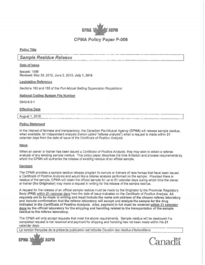 CPMA Policy Paper P-006