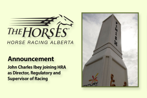 Announcement: John Charles Ibey join Horse Racing Alberta