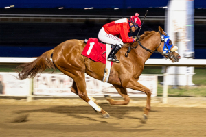 Debrusk with Silvino Morales at the finish line on Friday night at Century Mile 