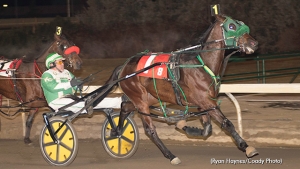 Keith Clark and Appellate winning their Western Canada Pacing Derby Elimination last weekend at Northlands Park