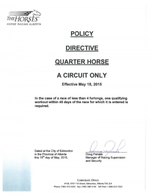 Quarter Horse Policy Directive