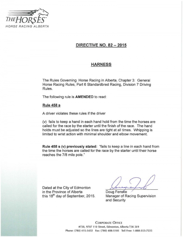 Directive #82 - 2015 (Rule 458 s)