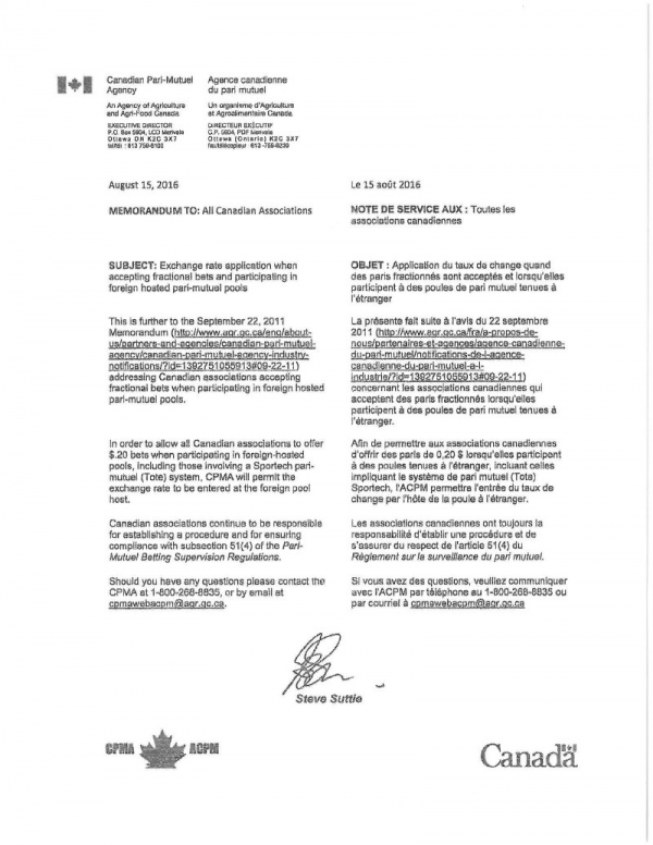 CPMA Memorandum: Exchange rates in foreign fractional pools