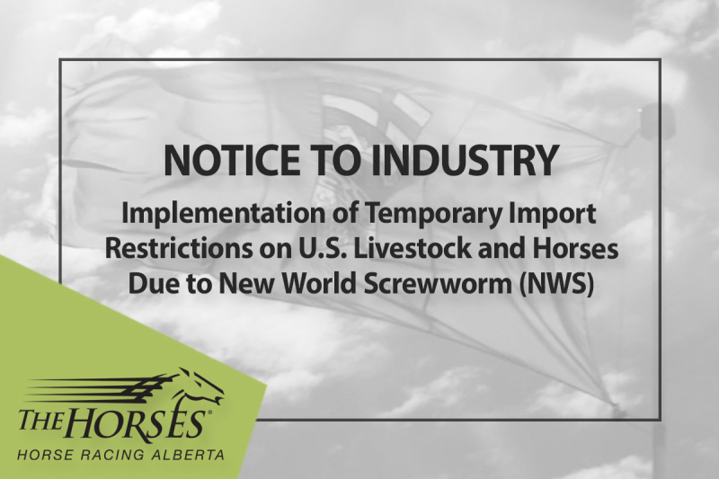Notice to Horsemen: Implementation of Temporary Import Restrictions