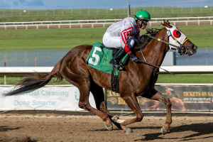 Javier with Brian Boodramsingh in the stretch of the Western Canada at Century Mile