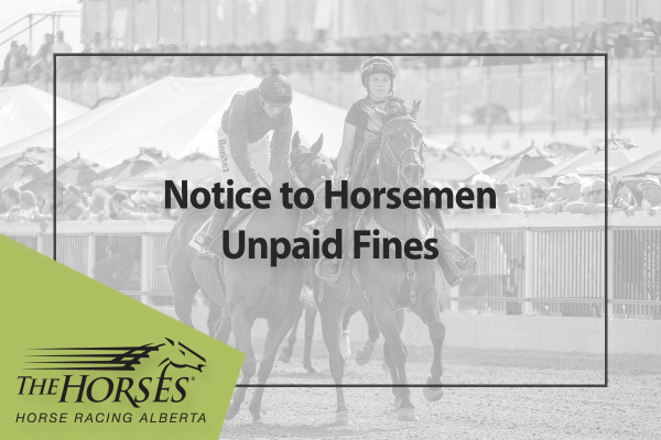 Notice to Horsemen: Unpaid Fines